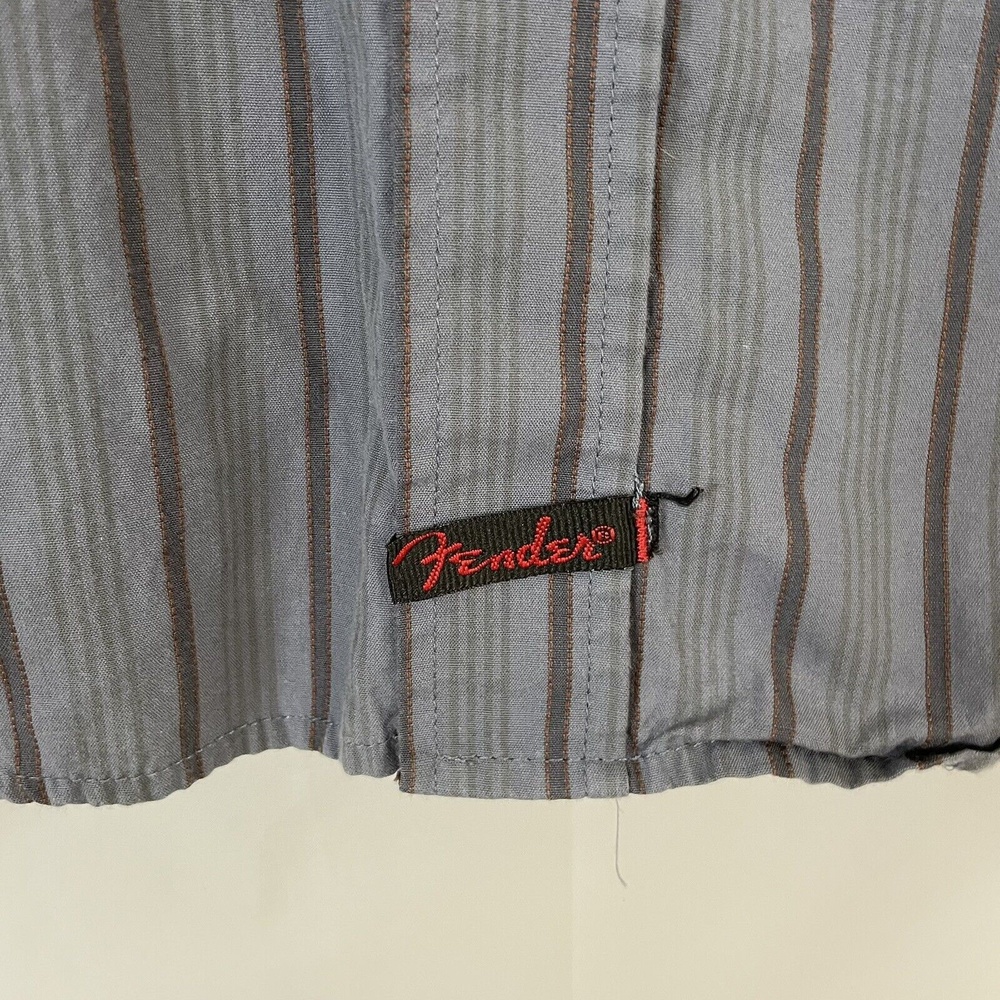 Fender Rock & Roll Religion Mens Blue Embroidered Button Up Shirt Guitar XL - Picture 8 of 8